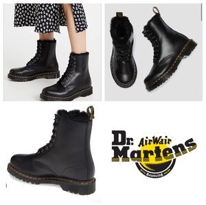 SALE! NEW Dr. Martens Faux Fur Lined 1460 Serena Lace Up Boots in Atlas- Black